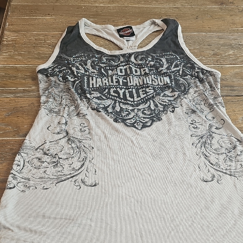 Harley-Davidson Women's Black and White Tank Top